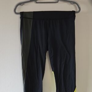 Athleta Lime Green Asym Colorblock Tights